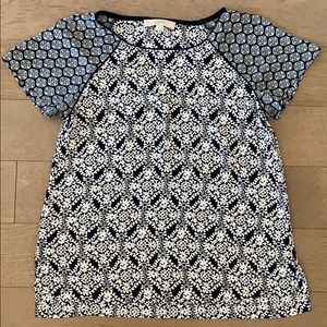 Ann Taylor Loft Navy & White Paisley Print Blouse